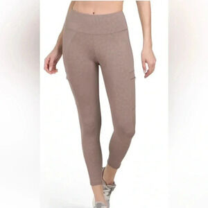 MOVE THEOLOGY Emboss Endeavor Zip Pocket Leggings. Size XS. Leopard print. NWTS